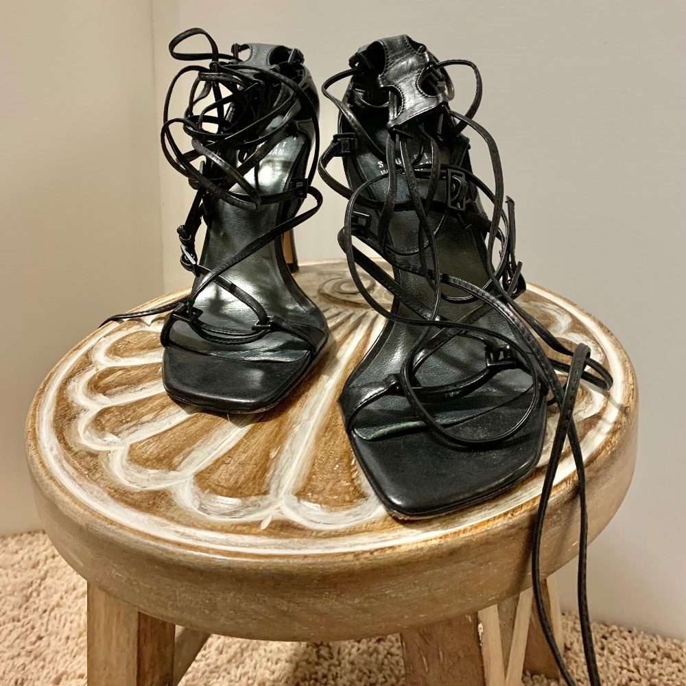 Stuart Weitzman LegWrap Lace-Up Sandal, Black